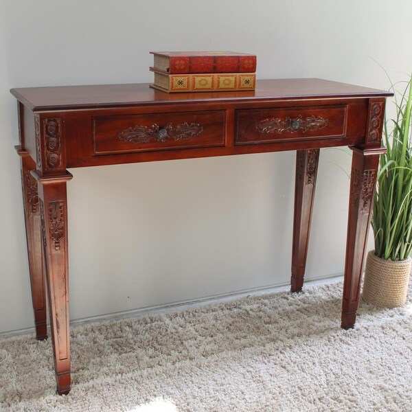 International Caravan Windsor 2 Drawer Rectangular Console Table, Stain ZM-3813-ST - main